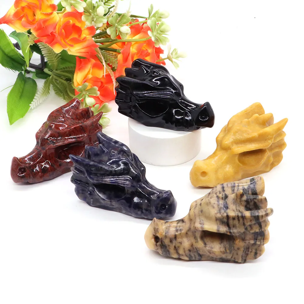 Wholesale 70mm Dragon Head Skull Statues Natural Healing Crystal Quartz Reiki Hand Carved Stone Figurines Crafts Home Decor Gift
Wholesale 70mm Dragon Head Skull Statues Natural Healing Crystal Quartz Reiki Hand Carved Stone Figurines Crafts Home Decor Gift