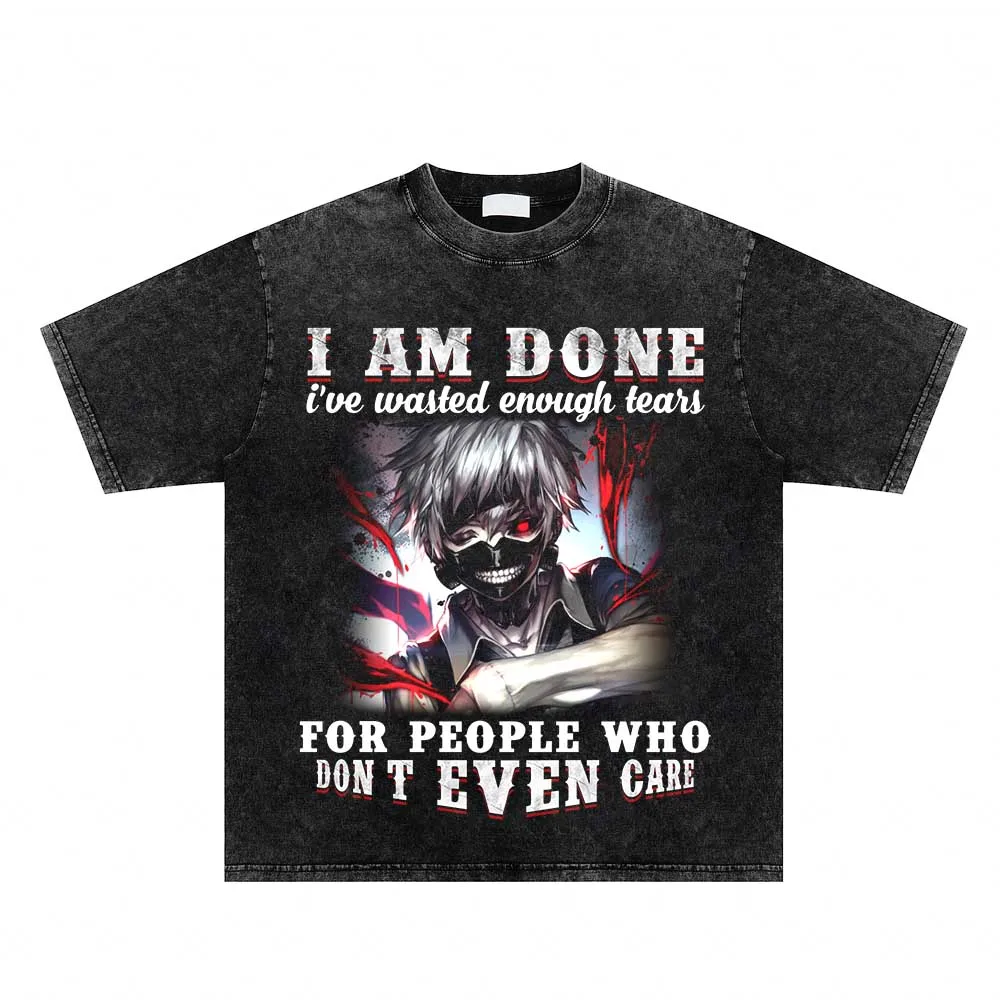 

Tokyo Ghoul Japanese Anime Washed T-shirts Kaneki Ken Graphic Printed Short Sleeve T Shirts Hip Hop Streetwear Casual T Shirt