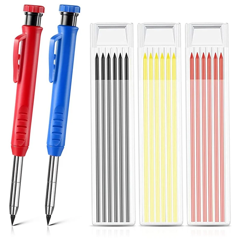 2 Deep Hole Markers, Carpenter's Pencils With 18 Pencil Leads, For Drill Hole Markers On Wood, Metal, Concrete Tiles
2 Deep Hole Markers, Carpenter's Pencils With 18 Pencil Leads, For Drill Hole Markers On Wood, Metal, Concrete Tiles