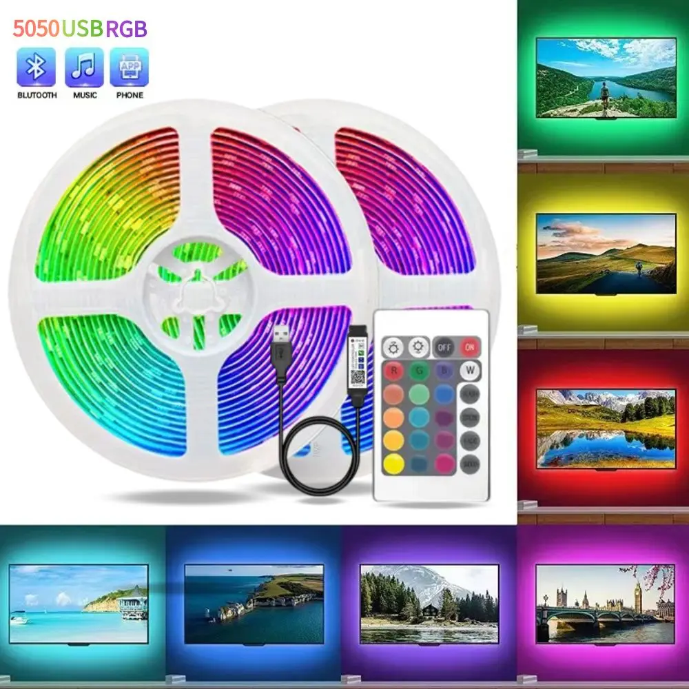 Led Strip Light RGB Infrared Bluetooth APP Control Luces Luminous Decoration For LivingRoom 1-10M 5050 Ribbon Lighting Fita Lamp
Led Strip Light RGB Infrared Bluetooth APP Control Luces Luminous Decoration For LivingRoom 1-10M 5050 Ribbon Lighting Fita Lamp