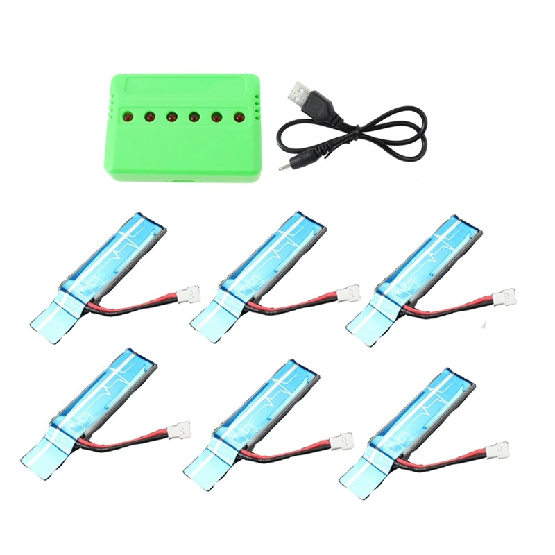 

6PC 3.7V 520Mah 30C Upgraded Li-Po Battery With USB Charger For Wltoys XK K110 K110S V930 V977 RC Helicopter Spare Parts