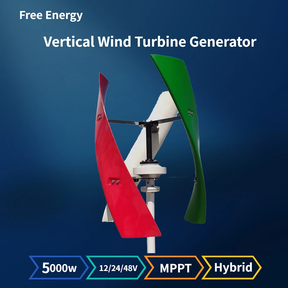 Free Energy Vertical Axis Wind Turbine Generator 5000W 12V 24V 48V with MPPT Hybrid Controller Off Grid Inverter for Homeuse
Free Energy Vertical Axis Wind Turbine Generator 5000W 12V 24V 48V with MPPT Hybrid Controller Off Grid Inverter for Homeuse