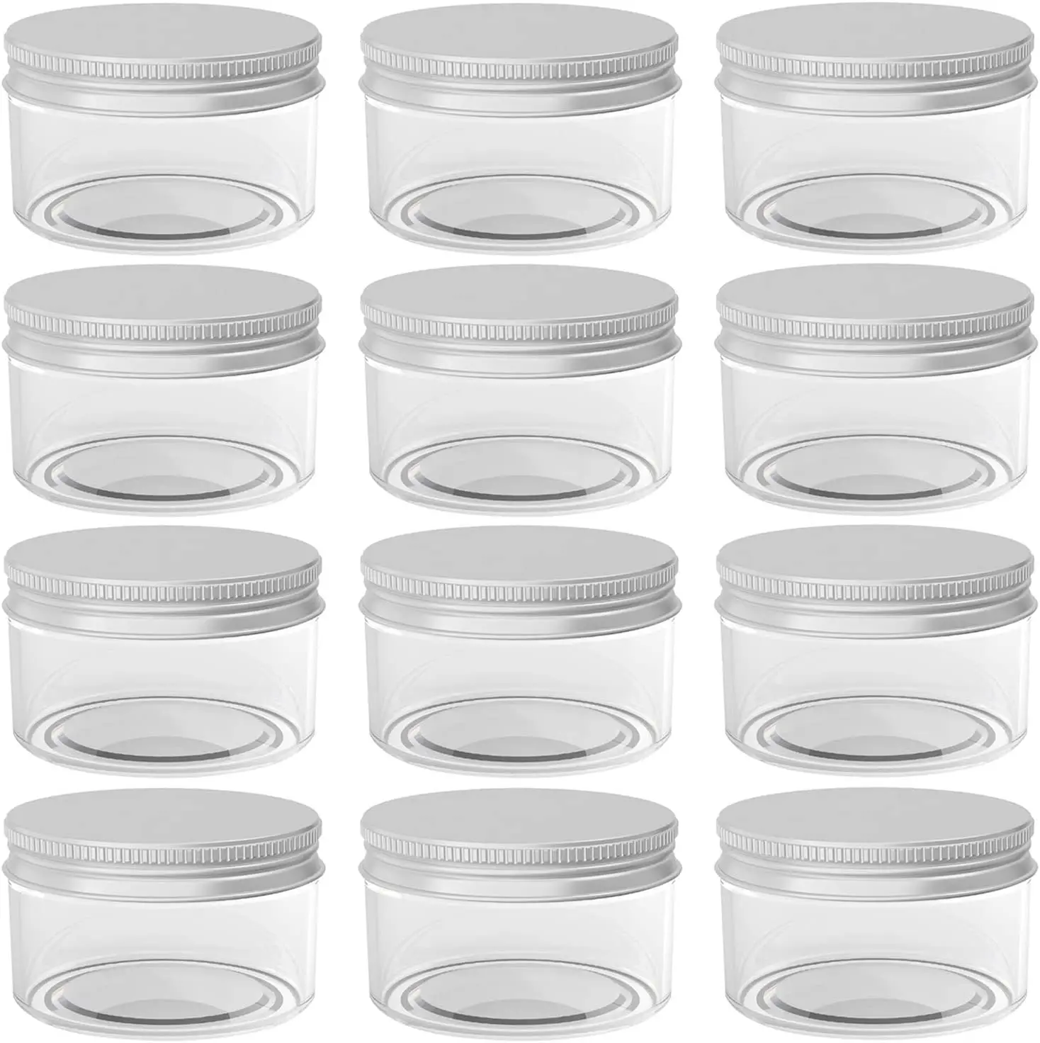 12Pcs 100g 120g 150g Plastic Container Jar Refillable Empty Cosmetic Pot Aluminum Screw Lid Cap Cream Ointments Jewelry Storage
12Pcs 100g 120g 150g Plastic Container Jar Refillable Empty Cosmetic Pot Aluminum Screw Lid Cap Cream Ointments Jewelry Storage