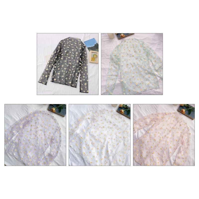 Women Sexy See Through Shirt Small Floral Mesh Sheer Perspective Top Long Sleeve
Women Sexy See Through Shirt Small Floral Mesh Sheer Perspective Top Long Sleeve