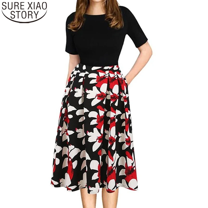 Princess Dress for Women Short Sleeve Floral Print Dress Casual Spliced Midi Long Dresses Round Collar Vestido Feminino 19136
Princess Dress for Women Short Sleeve Floral Print Dress Casual Spliced Midi Long Dresses Round Collar Vestido Feminino 19136