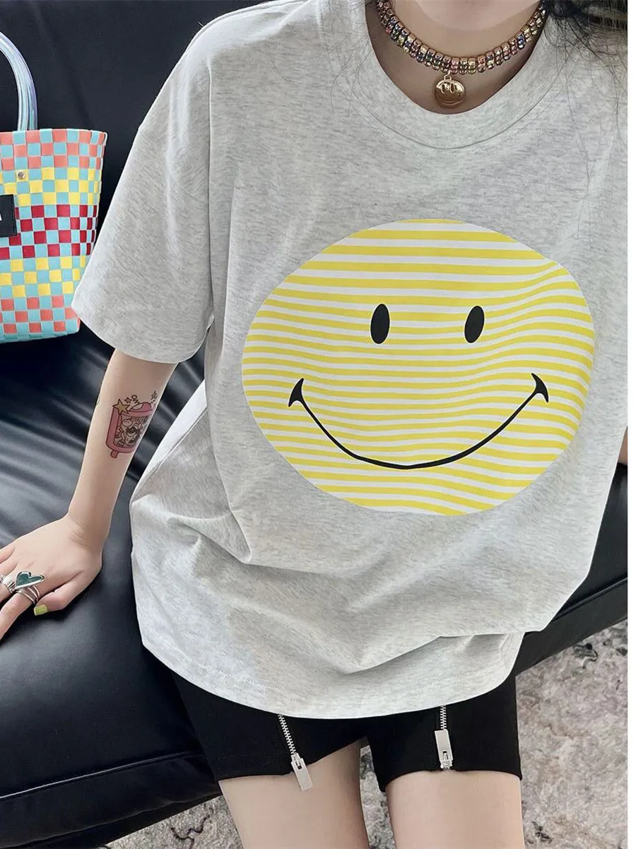 Женская Полосатая футболка с круглым вырезом, Повседневная универсальная свободная Летняя женская серая футболка с коротким рукавом и Бол...
Женская Полосатая футболка с круглым вырезом, Повседневная универсальная свободная Летняя женская серая футболка с коротким рукавом и Бол...