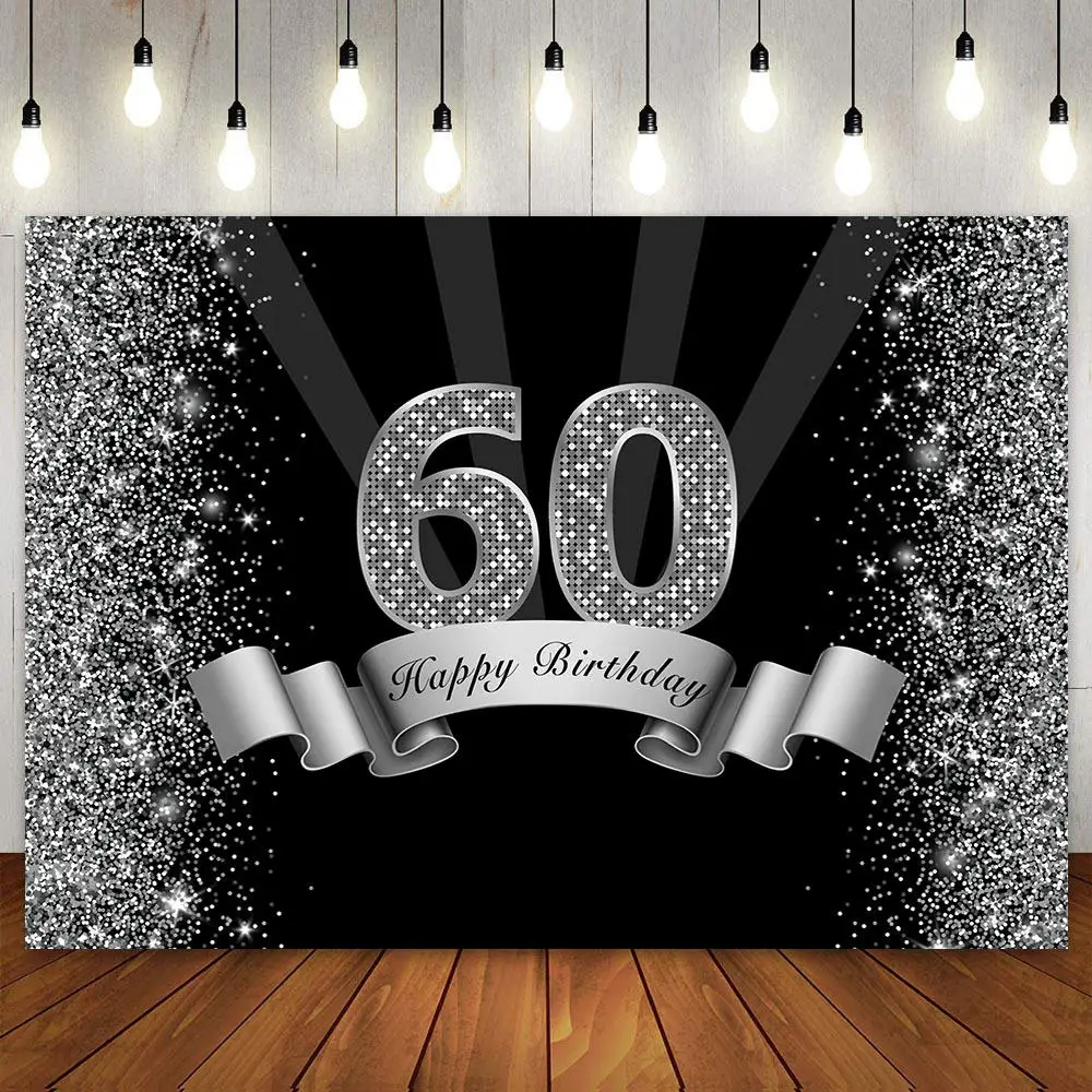 Happy 60th Birthday Party Decoration Backdrop Photography Background for Men Women Silver Black Sixty 60 Years Old Banner Poster
Happy 60th Birthday Party Decoration Backdrop Photography Background for Men Women Silver Black Sixty 60 Years Old Banner Poster
