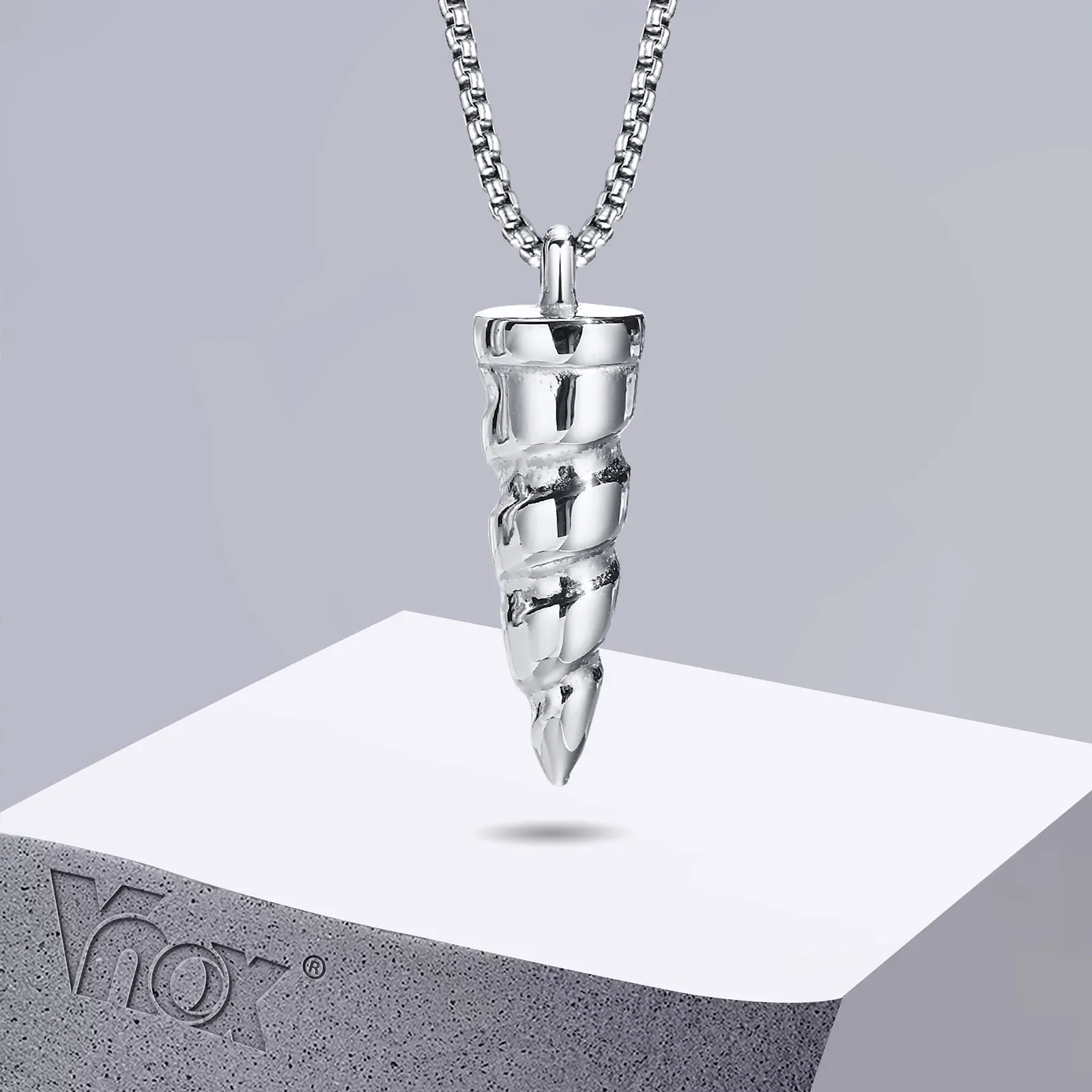 

Vnox Rock Punk Horn Necklaces for Men Gift Jewelry, Never Fade Silver Color Stainless Steel Geometric Pendant Neck Collar