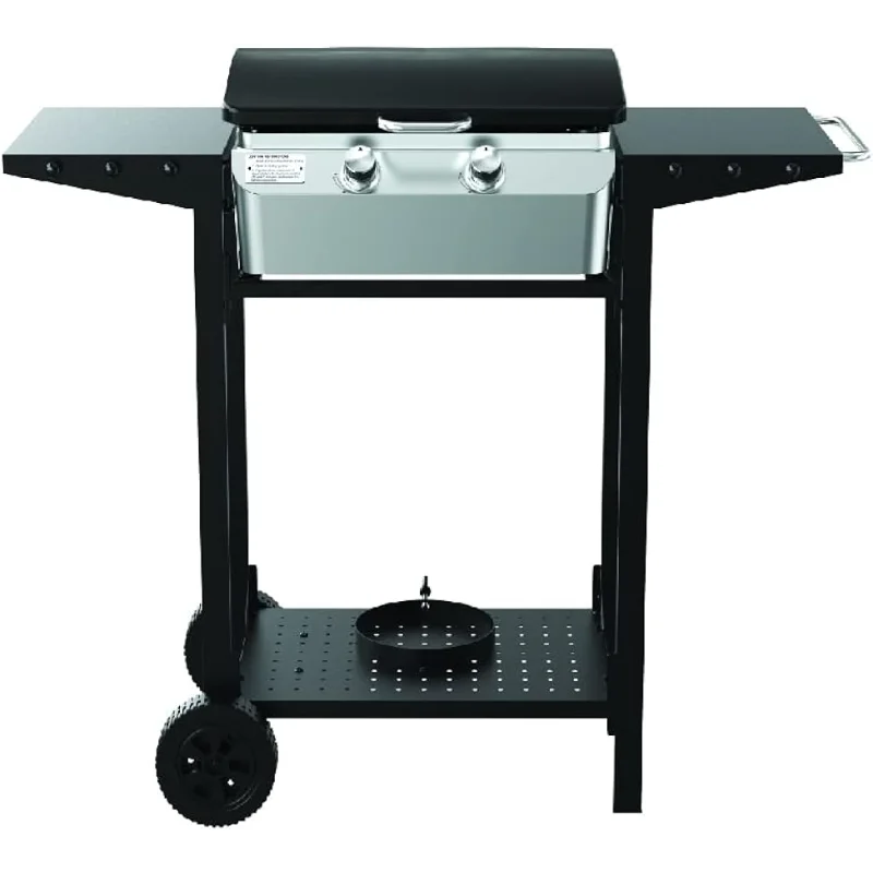 

Nexgrill 2-Burner Propane Portable Griddle Grill with Cart and Side Shelves with Hooks, 323 sq. in. Cooking Area, 19,000BTUs