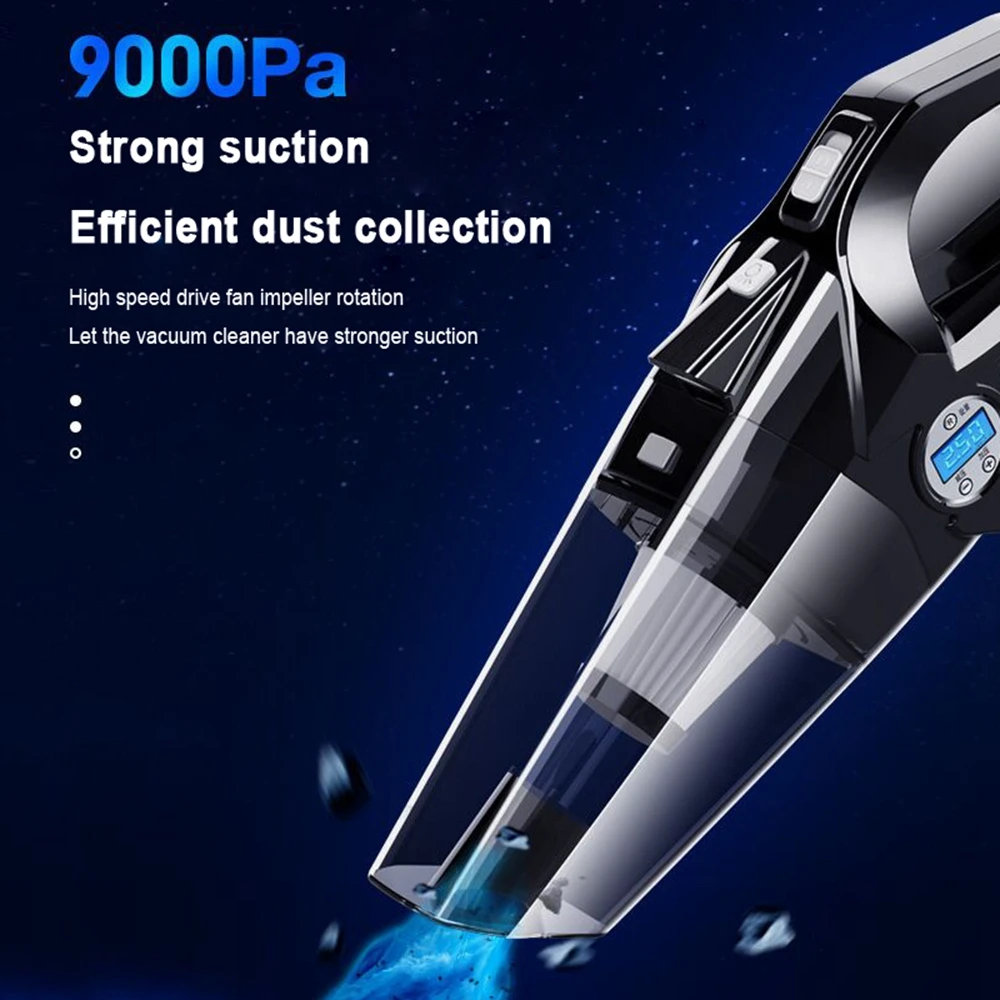 120W 9000Pa Car Vacuum Cleaner Digital Display Dual Use Digital Car Tire Inflator Air Compressor Pump Handheld Cordless Vacuums
120W 9000Pa Car Vacuum Cleaner Digital Display Dual Use Digital Car Tire Inflator Air Compressor Pump Handheld Cordless Vacuums