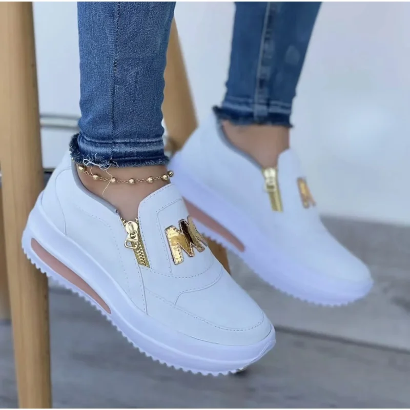 

Women Casual Sneakers M Printed Side Zipper Platform Plus Size Vulcanized Shoes Zapatillas Mujer Sapato Plataforma Feminino