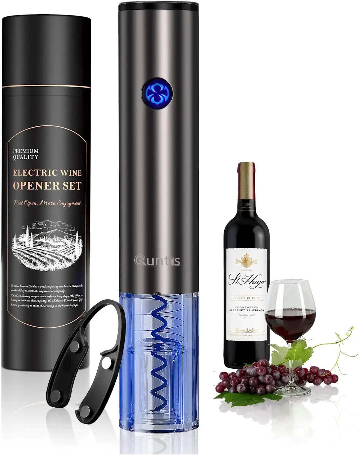 Wine Opener with Foil Cutter - Rechargeable Automatic Wine Corkscrew with USB Charging Cable - Gift Box Packaging
Wine Opener with Foil Cutter - Rechargeable Automatic Wine Corkscrew with USB Charging Cable - Gift Box Packaging
