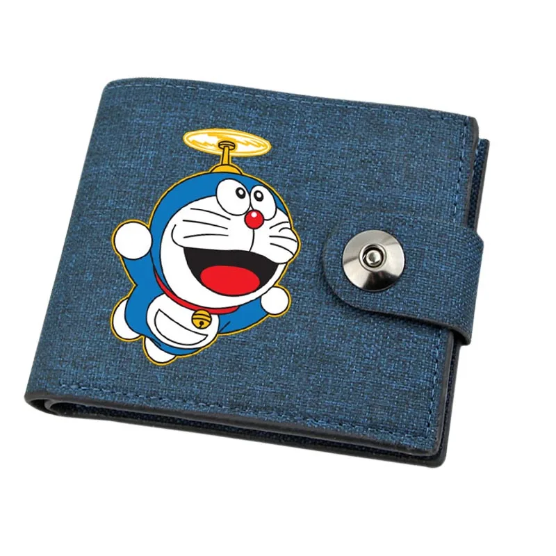 

Boy Gril Coin Purse Anime Doraemon Cartoon Wallet Canvas Teenager Casual Cash Holder Bi-Fold Buckle Short Wallet