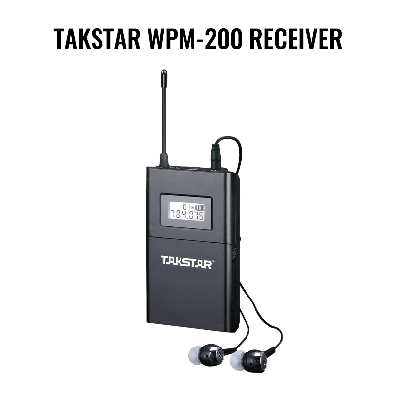 

Беспроводная система ушного монитора Takstar WPM-200R, 6-канальный приемник Bodypack с наушниками, сценический мониторинг, UHF 780-805 МГц, аудио