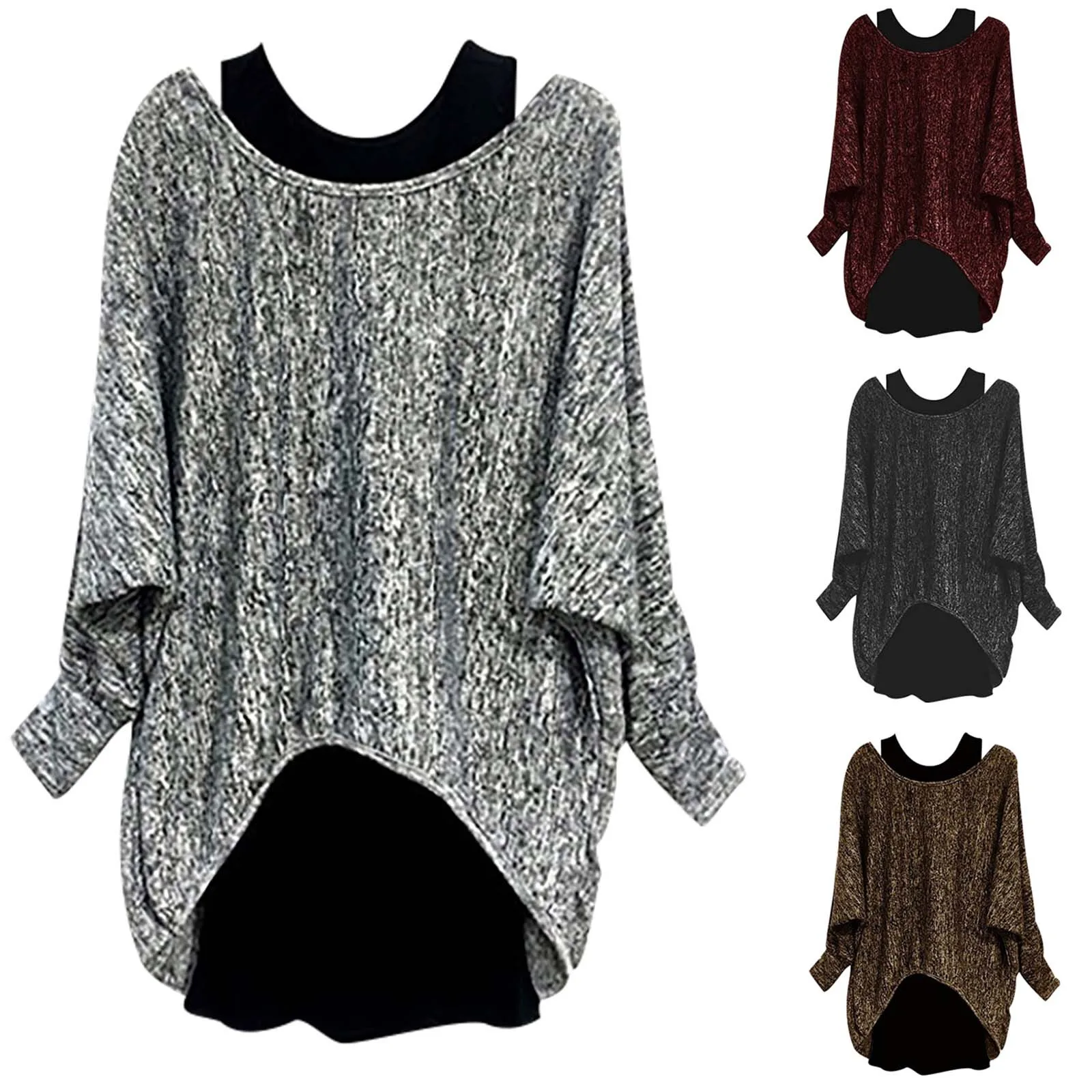 Tops T-Shirt Size 2PCS O-Neck Solid Sleeve Women Fashion Batwing Long Plus Plus Size Tops Women White Top Silk Blouse plus Size
Tops T-Shirt Size 2PCS O-Neck Solid Sleeve Women Fashion Batwing Long Plus Plus Size Tops Women White Top Silk Blouse plus Size