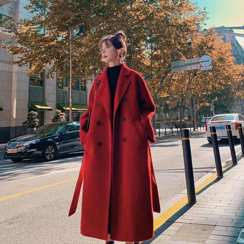 Autumn And Winter New Korean Style Fashion Loose Temperament Double-breasted Thickened And Cotton Long Woolen Coat Women
Autumn And Winter New Korean Style Fashion Loose Temperament Double-breasted Thickened And Cotton Long Woolen Coat Women