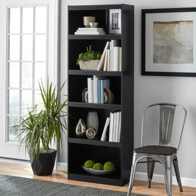

Mainstays Framed 5-Shelf Bookcase, True Black Oak book shelf wall book shelf book rack for room