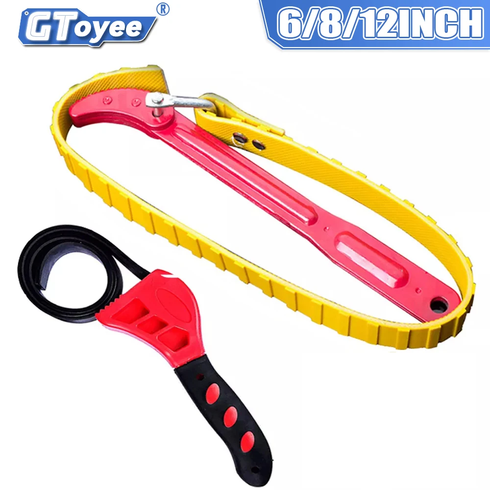 

6/8/12inch Belt Wrench Adjustable Oil Filter Puller Strap SpannerChain Tools Household Cartridge Disassembly Strap Opener Tool