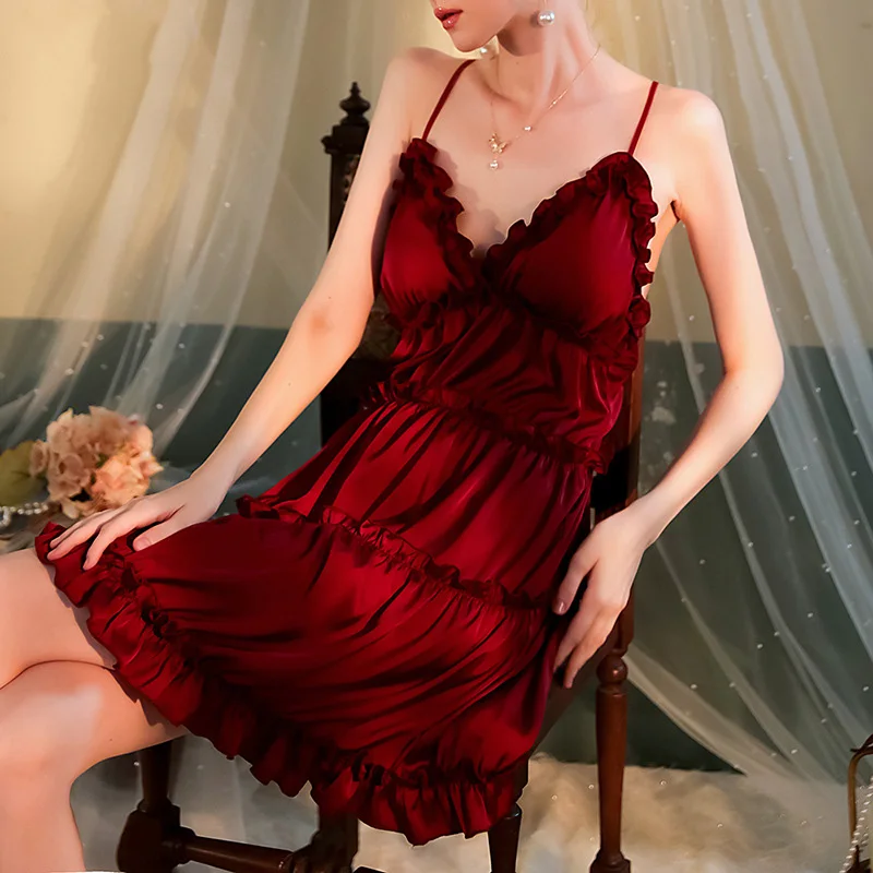 Женское сексуальное кружевное шелковое атласное Ночное платье ночные рубашки с V-образным вырезом однотонная одежда для сна платье для сна женское экзотическое ночное белье 
Женское сексуальное кружевное шелковое атласное Ночное платье ночные рубашки с V-образным вырезом однотонная одежда для сна платье для сна женское экзотическое ночное белье