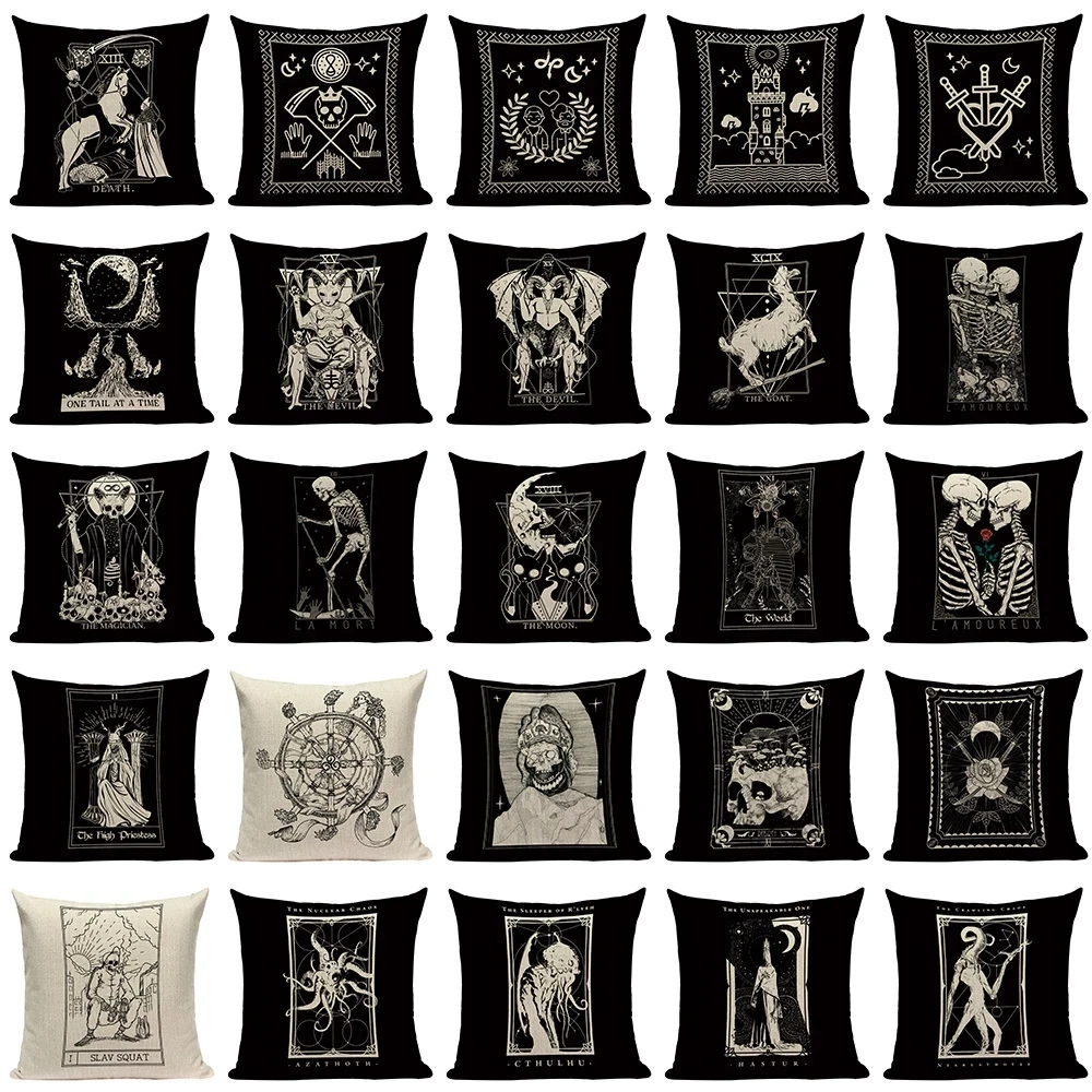 Black Tarot Throw Pillow Cover Mexico Skull Decorative Pillow Covers Horror Ghost Pillow Cases Home Decor Cover 45x45cm
Black Tarot Throw Pillow Cover Mexico Skull Decorative Pillow Covers Horror Ghost Pillow Cases Home Decor Cover 45x45cm