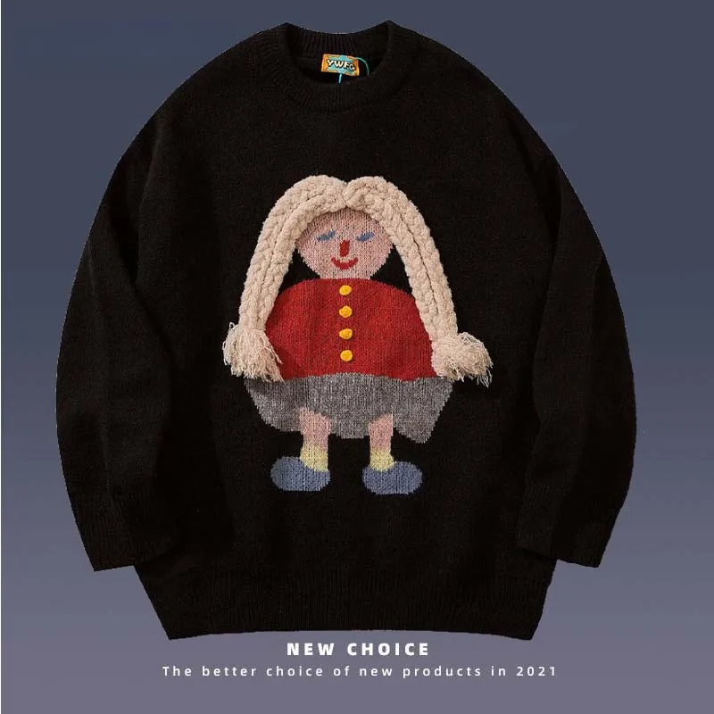 Hip Hop Knitted Sweater Men Streetwear Vintage Cartoon Character Embroidery Pullover Mens Harajuku Casual Oversized Top Couples
Hip Hop Knitted Sweater Men Streetwear Vintage Cartoon Character Embroidery Pullover Mens Harajuku Casual Oversized Top Couples