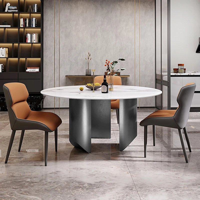 Rock plate table modern simple light extravagant small dining table household high-end table with turntable round table chair 
Rock plate table modern simple light extravagant small dining table household high-end table with turntable round table chair