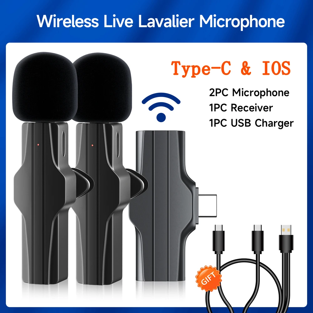 

Wireless Lavalier Microphone Portable Audio Video Recording Mini Mic For iPhone Android Facebook Youtube Live Broadcast Gaming