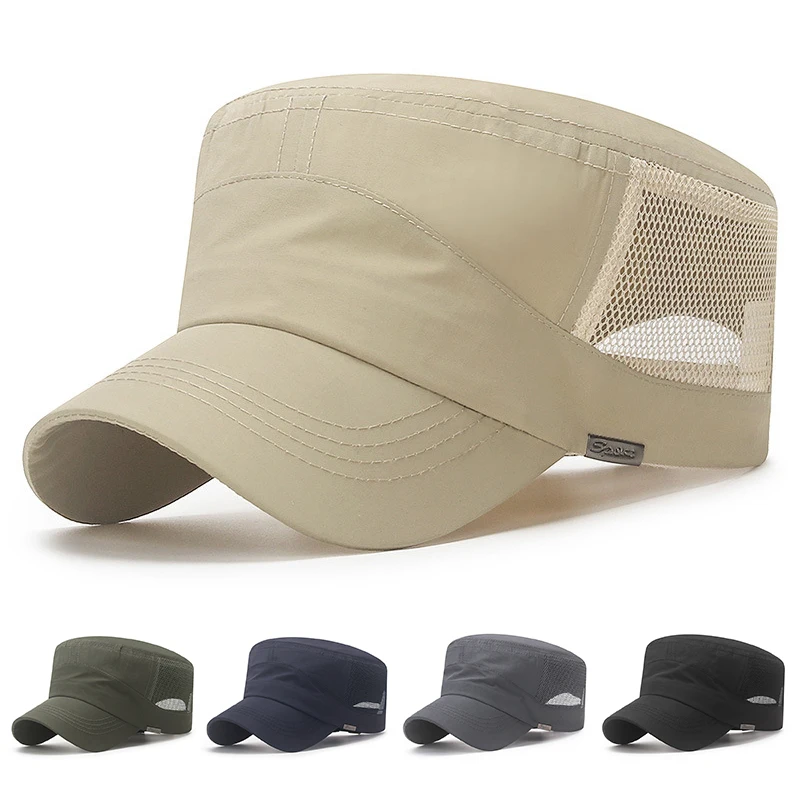 New Quick-Dry Military Cap Summer Mesh Flat Top Man Caps Women Men Sunscreen Army Cap Breathable Casquette Retro Army Hats
New Quick-Dry Military Cap Summer Mesh Flat Top Man Caps Women Men Sunscreen Army Cap Breathable Casquette Retro Army Hats