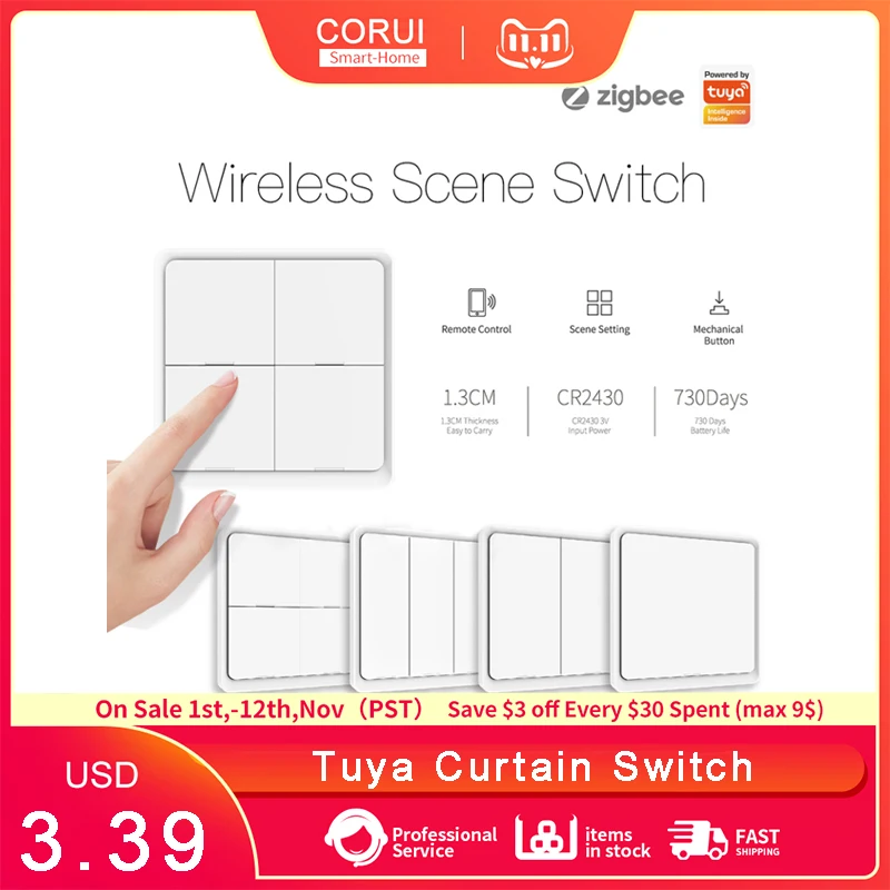 CORUI Tuya ZigBee Scene Switch 4 Gang Wireless 12 Scenes Battery Powered Push Smart Life Button Controller Automation Scenario
CORUI Tuya ZigBee Scene Switch 4 Gang Wireless 12 Scenes Battery Powered Push Smart Life Button Controller Automation Scenario