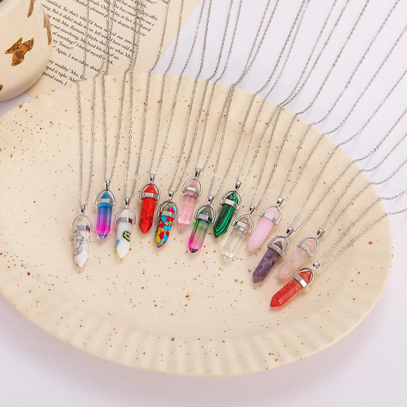 Natural Crystal Opal Stone Hexagonal Column Pendant Necklace Jewelry Bullet Shape Chains Necklace
Natural Crystal Opal Stone Hexagonal Column Pendant Necklace Jewelry Bullet Shape Chains Necklace