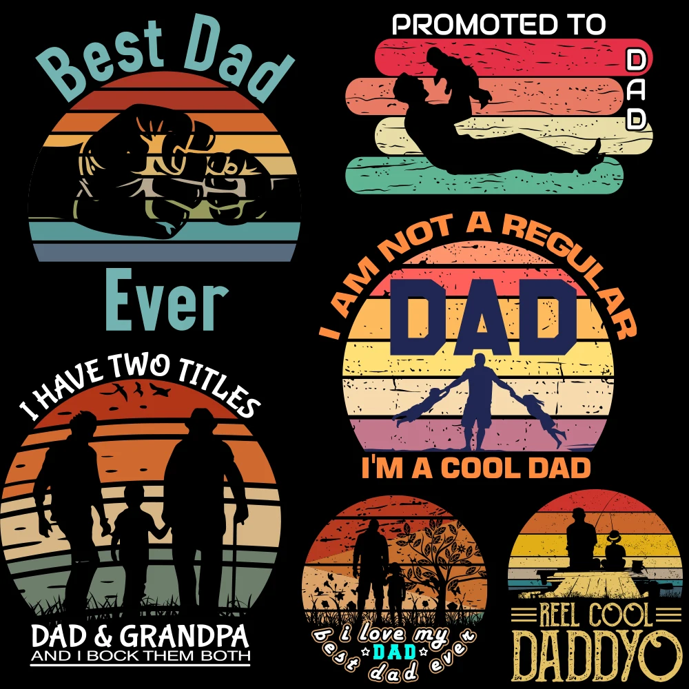 

Dad Heat Transfer Stickers Patches for Clothing Iron on Transfer Designs T-shirts Appliques for Clothing Transfert Autocollant