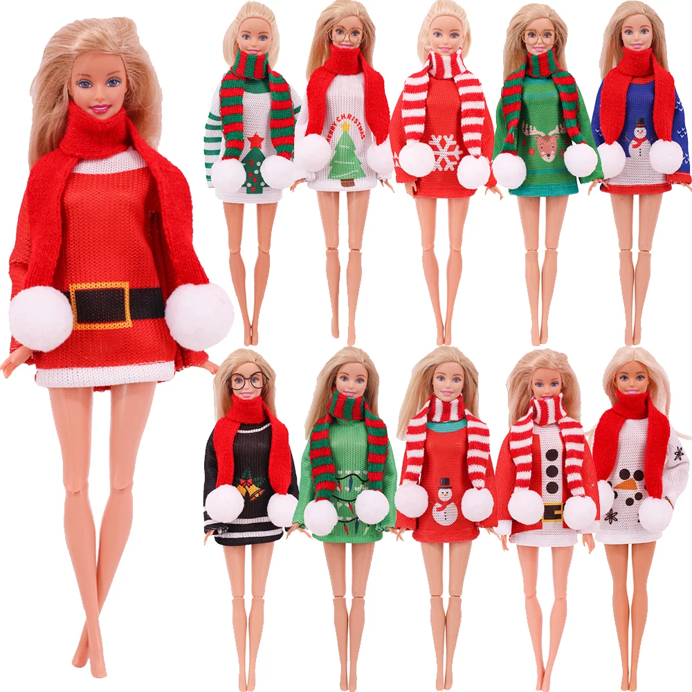 30cm Barbies Doll Clothes Christmas Sweater Dress Handmade Skirt Winter Scarf Round Frame Glasses Santa Pattern for BJD Toy Gift
30cm Barbies Doll Clothes Christmas Sweater Dress Handmade Skirt Winter Scarf Round Frame Glasses Santa Pattern for BJD Toy Gift