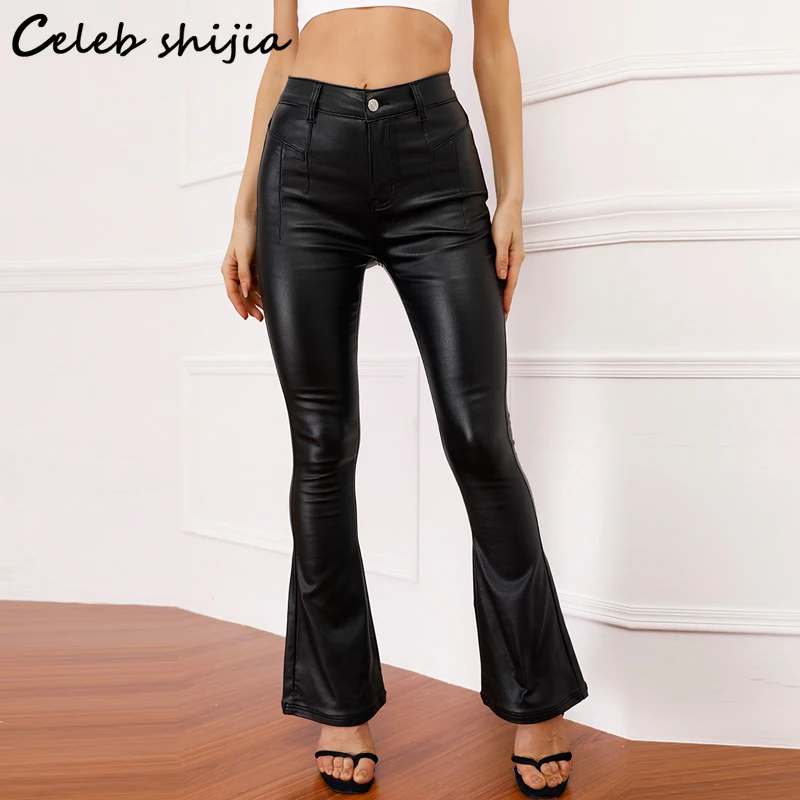 Black PU Pants for Women Spring Summer High Waist Streetwear Faux Leather Wide Leg Pants Women Bottoms Mom Flare Trousers
Black PU Pants for Women Spring Summer High Waist Streetwear Faux Leather Wide Leg Pants Women Bottoms Mom Flare Trousers