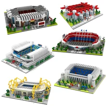 2023 Football Old Trafford Camp Nou Bernabeu San Sir Stadium Real Madrid Barcelona Club Diamond Building Blocks Toy Gift