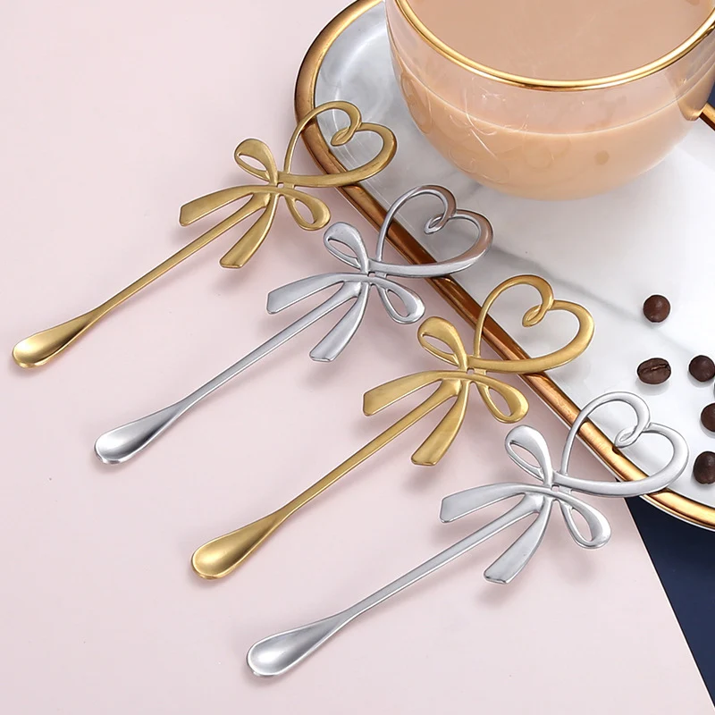 304 Stainless Steel Gold-plated Bow Coffee Spoon Love Stirring Spoon Wedding Gift Spoon Tableware Set 
304 Stainless Steel Gold-plated Bow Coffee Spoon Love Stirring Spoon Wedding Gift Spoon Tableware Set