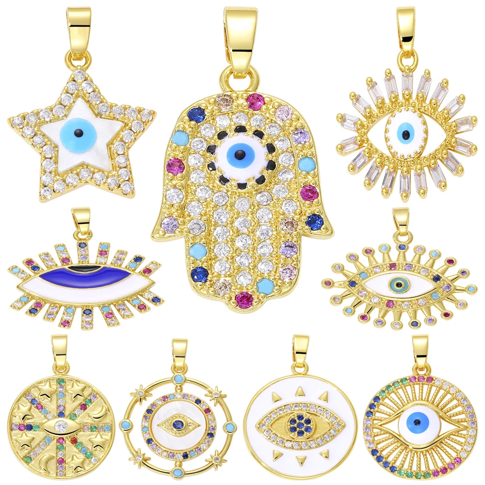 Turkish Evil Eye Charms Zirconia Diy Pendant 18k Gold Plated Boho Luxury Hamsa Hand Charms for Jewelry Making Accessories Copper
Turkish Evil Eye Charms Zirconia Diy Pendant 18k Gold Plated Boho Luxury Hamsa Hand Charms for Jewelry Making Accessories Copper