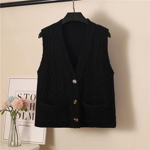 Black Autumn V-neck Knit Sleeveless Spring Sweater Vest Loose Pocket Waistcoat Clothing Lady Top Cloth Coat for Women girl
Black Autumn V-neck Knit Sleeveless Spring Sweater Vest Loose Pocket Waistcoat Clothing Lady Top Cloth Coat for Women girl