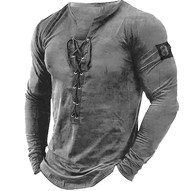 Vintage Drawstring Henry Collar Tops Men Spring Summer Casual Loose Solid Color Pullover Daily Fashion Mens T-Shirt Streetwear
Vintage Drawstring Henry Collar Tops Men Spring Summer Casual Loose Solid Color Pullover Daily Fashion Mens T-Shirt Streetwear