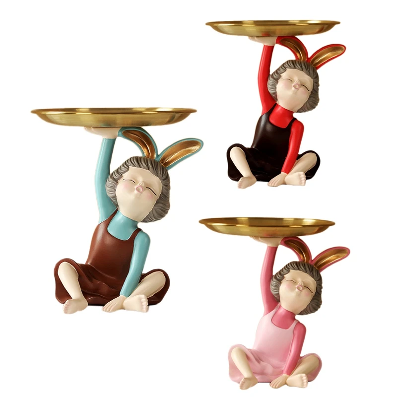 Rabbit Girl Statue Tray Home Storage Box Snack Fruit Tray Modern Home Decoration Accessories For Living Room
Rabbit Girl Statue Tray Home Storage Box Snack Fruit Tray Modern Home Decoration Accessories For Living Room