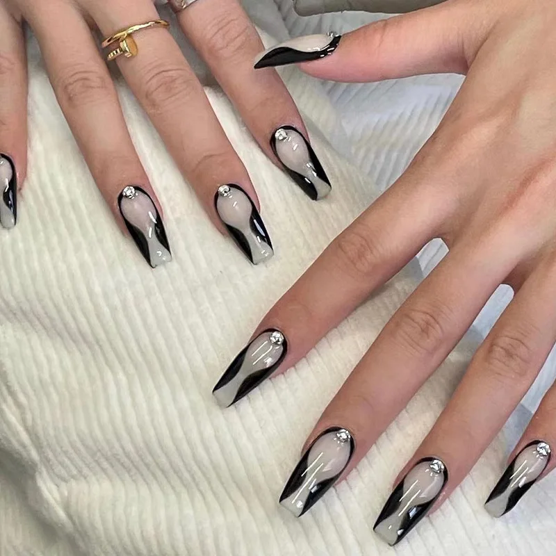 24P Black French Coffin False Nails Ballet Fake Nail with Cross Design Removable Full Finished Acrylic Nail Tip Press on Nails
24P Black French Coffin False Nails Ballet Fake Nail with Cross Design Removable Full Finished Acrylic Nail Tip Press on Nails