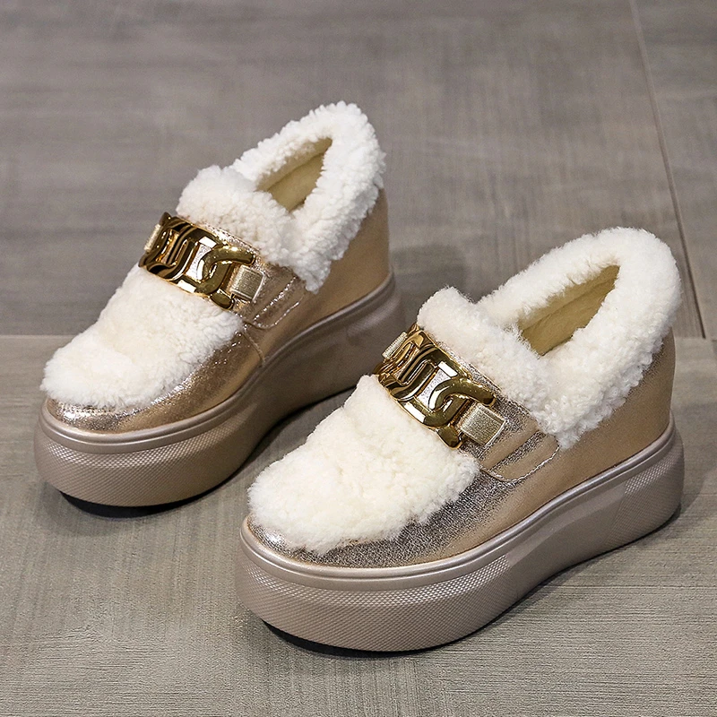 2021 Winter New Women's Platform Boots Women Fashion Metal Chain Plus Velvet Warm Ladies Shoes Female Wedges Plush Cotton Boots
2021 Winter New Women's Platform Boots Women Fashion Metal Chain Plus Velvet Warm Ladies Shoes Female Wedges Plush Cotton Boots