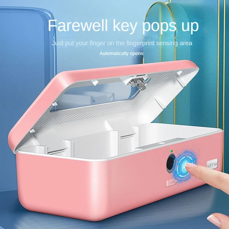 

Fingerprint Storage Box Privacy Box Key ID Card Jewelry Box with Password Lock Storage Box Safe Safe