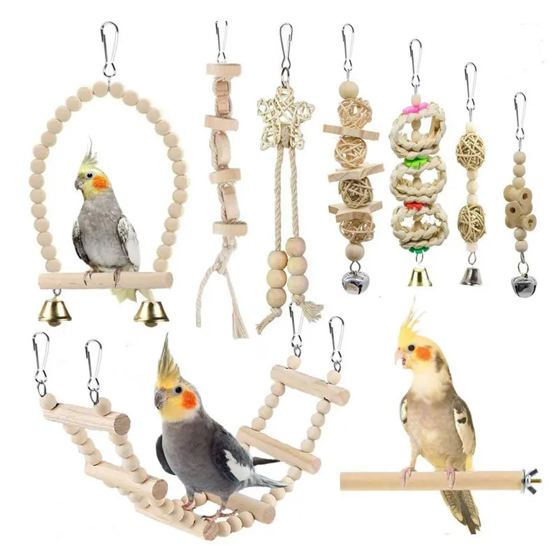 9Pcs/Set Bird Parrot Toys Wooden Hanging Swing Hammock Chewing Standing Climbing Ladders Perches Pet cage accessories
9Pcs/Set Bird Parrot Toys Wooden Hanging Swing Hammock Chewing Standing Climbing Ladders Perches Pet cage accessories