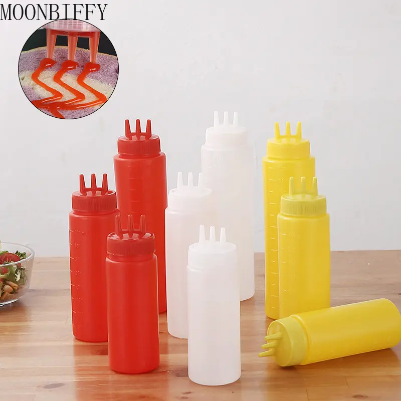 PE Squeeze Bottle Three Holes Condiment Dispenser Sauce Vinegar Ketchup Cruet Sauces Container Tomato Sauce Mustard Bottle
PE Squeeze Bottle Three Holes Condiment Dispenser Sauce Vinegar Ketchup Cruet Sauces Container Tomato Sauce Mustard Bottle
