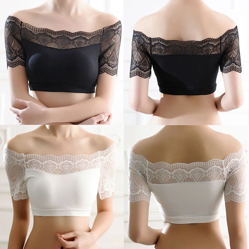 Wommen Sexy Lace Off Shoulder Crop Tops With Bra Short Sleeve Bare Shoulder Crochet Top Female Cotton T-Shirt Lace
Wommen Sexy Lace Off Shoulder Crop Tops With Bra Short Sleeve Bare Shoulder Crochet Top Female Cotton T-Shirt Lace