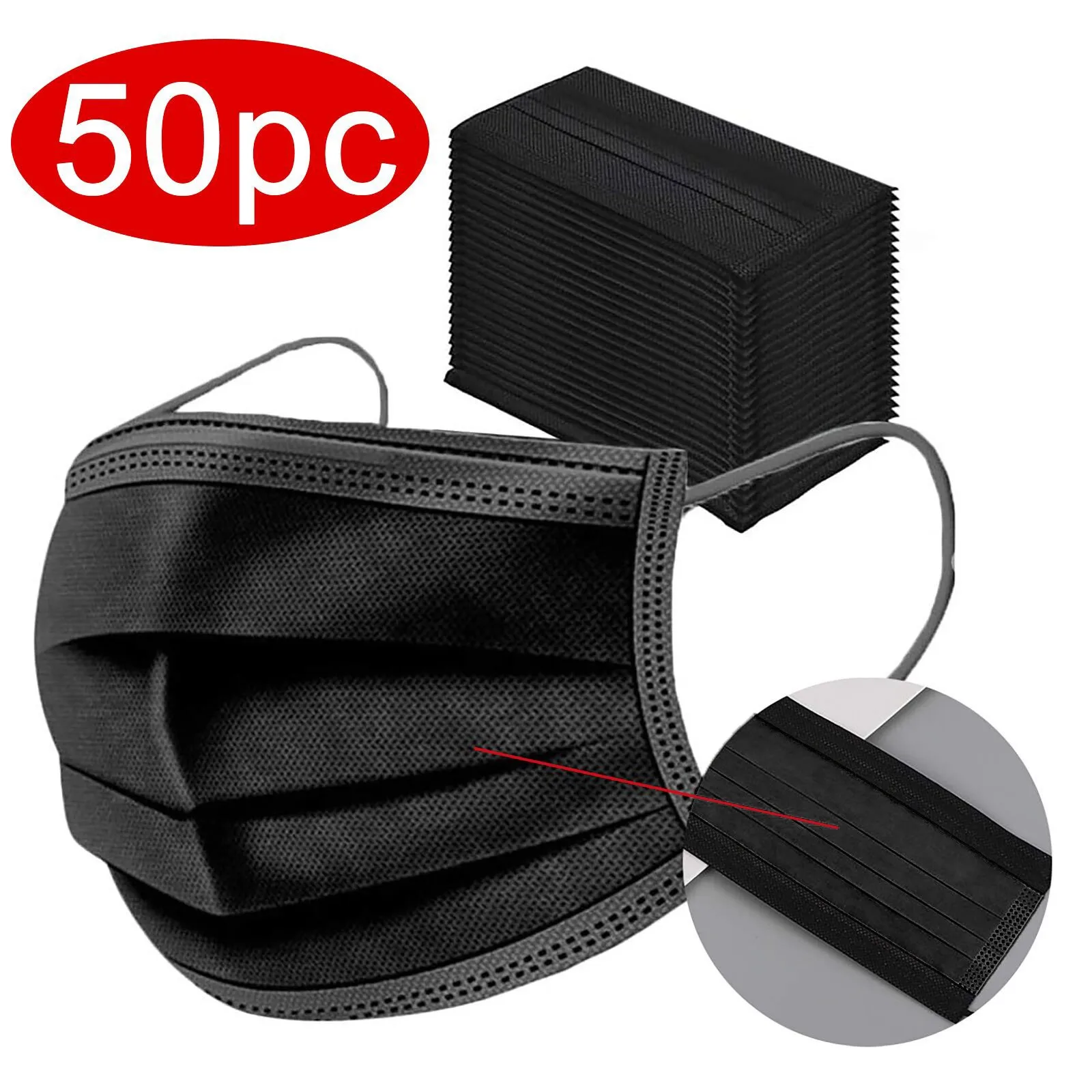 Black Disposable Face Masks, 50 Pack Face Masks 3 Ply Disposable Mask Mouth Cover Breathable Mask masque mascarillas маски
Black Disposable Face Masks, 50 Pack Face Masks 3 Ply Disposable Mask Mouth Cover Breathable Mask masque mascarillas маски