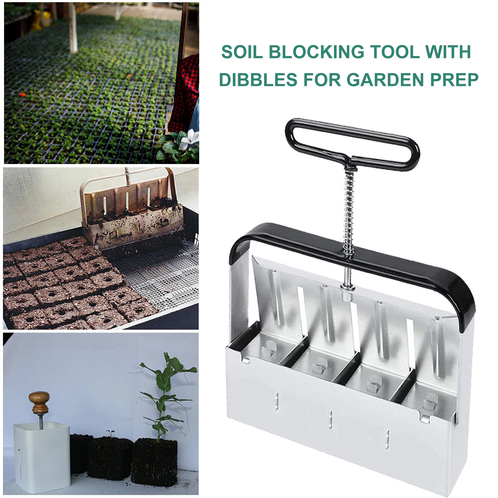 Manual Quad Soil Blocker with Comfort-Grip Handle Mini 4 Hand Held Soil Block Maker for Seedlings Cuttings Soil Blocking Tool
Manual Quad Soil Blocker with Comfort-Grip Handle Mini 4 Hand Held Soil Block Maker for Seedlings Cuttings Soil Blocking Tool
