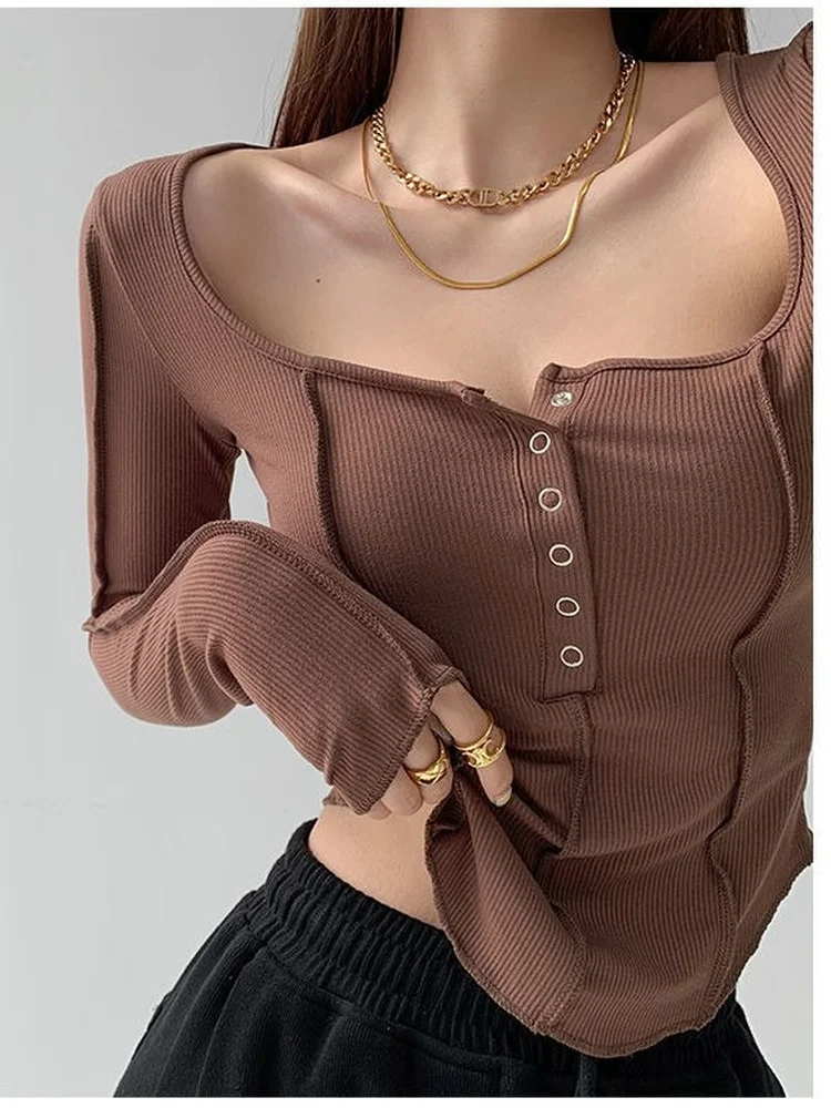 T-shirt Women's Irregular Short Slim Long Sleeve Bottoming Shirt 2022 Spring Tights Two-piece Suit Sporty Button T-shirt Famal
T-shirt Women's Irregular Short Slim Long Sleeve Bottoming Shirt 2022 Spring Tights Two-piece Suit Sporty Button T-shirt Famal