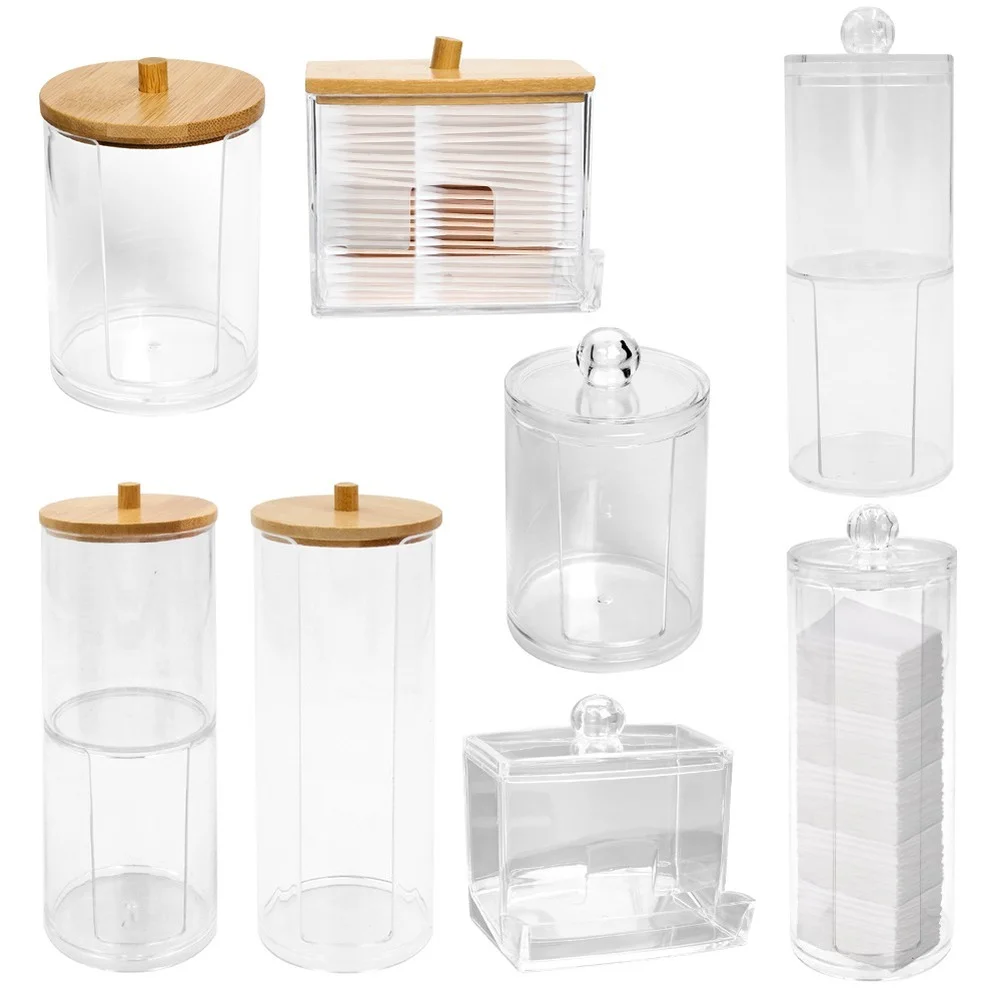 Bamboo Cotton Swab Storage Cover Acrylic Round Container Cotton Puff Storage Box Makeup Remover Box Makeup Organizer Storage
Bamboo Cotton Swab Storage Cover Acrylic Round Container Cotton Puff Storage Box Makeup Remover Box Makeup Organizer Storage
