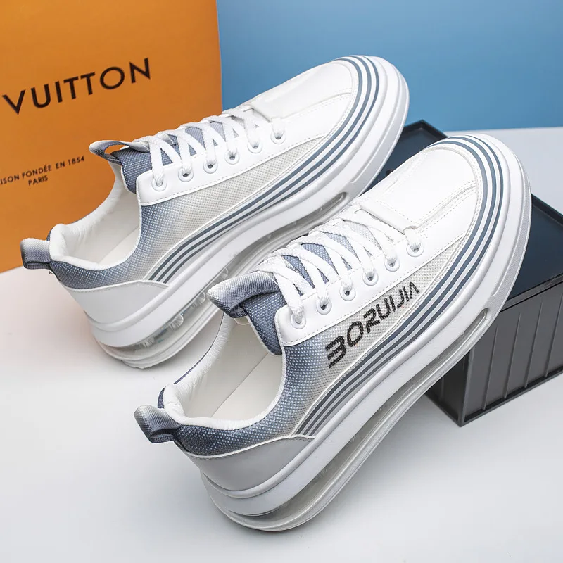 Men's Sneakers Summer New Male Air Cushion Breathable Sneakers Lace Up Fashion Casual Shoes Exercise Heightened Platform Shoes 
Men's Sneakers Summer New Male Air Cushion Breathable Sneakers Lace Up Fashion Casual Shoes Exercise Heightened Platform Shoes